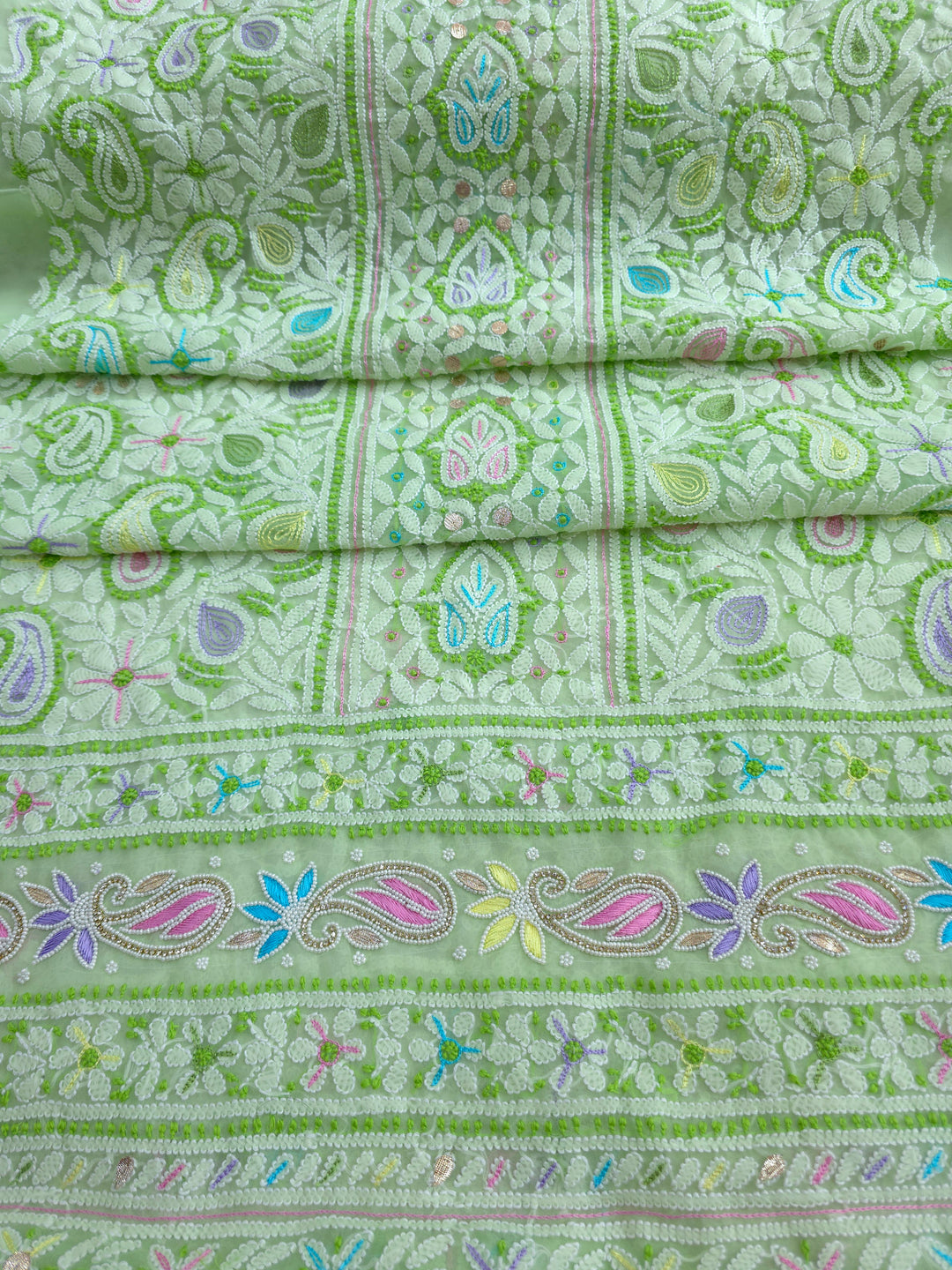 Fida Georgette Chikankari Dress Material Resham Aari pearl Work