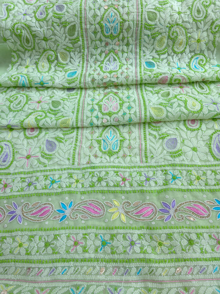 Fida Georgette Chikankari Dress Material Resham Aari pearl Work
