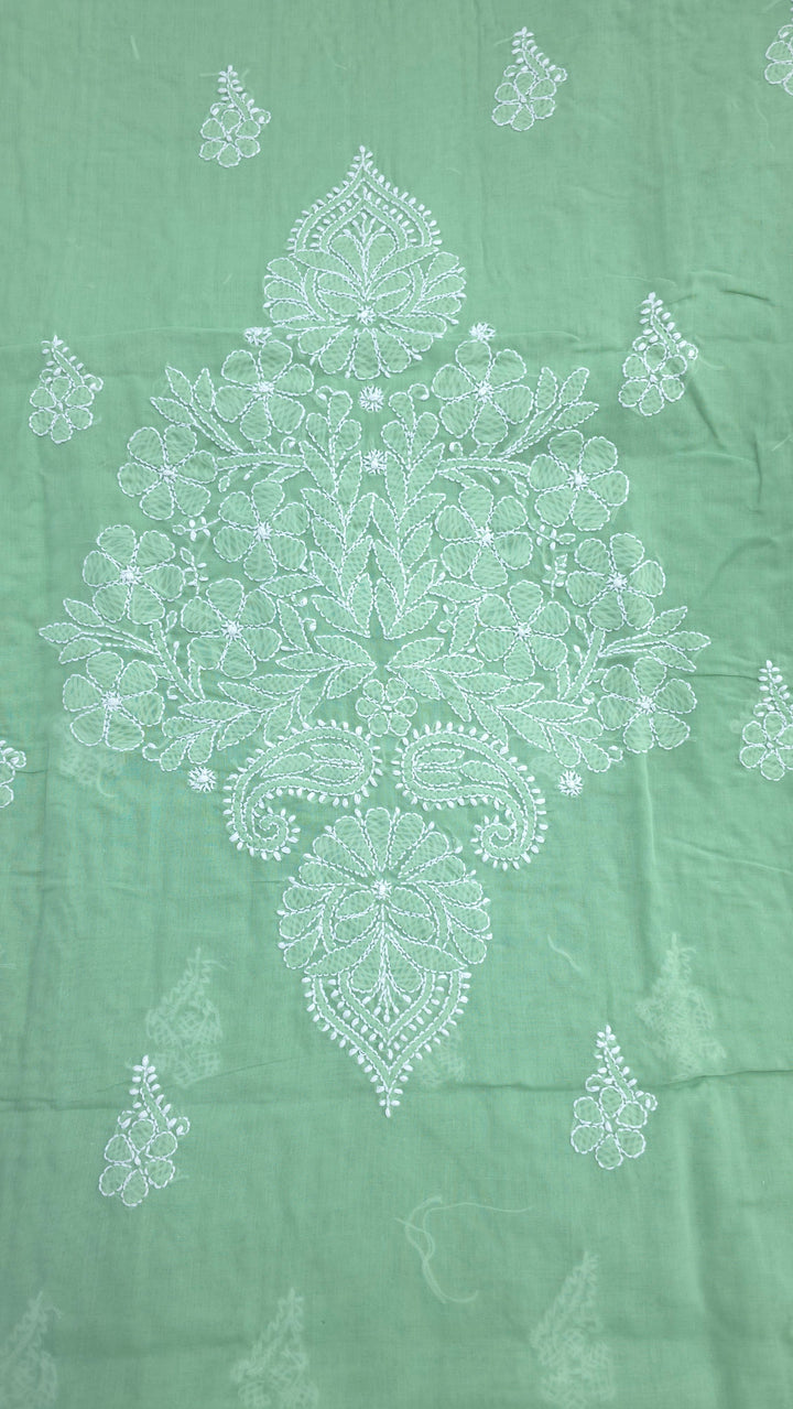 Darz Lucknowi Chikankari  Dress Material – Handmade Cotton Suit with Chiffon Dupatta