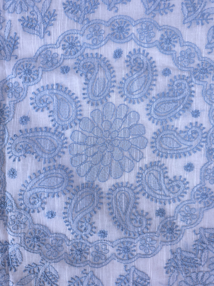 Hand Embroidered Chikankari Banarasi Silk Saree with Intricate Border & Palla Pattern – Includes  Blouse | Paridhan Chikan