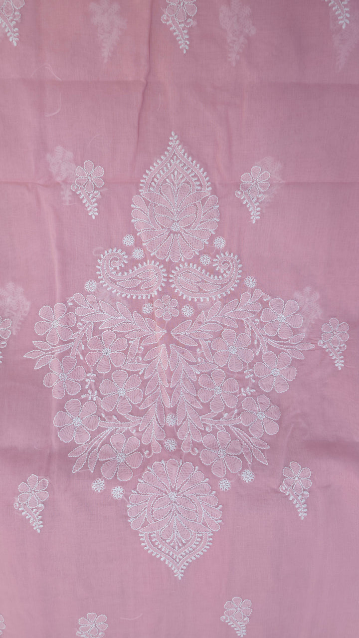 Darz Lucknowi Chikankari  Dress Material – Handmade Cotton Suit with Chiffon Dupatta
