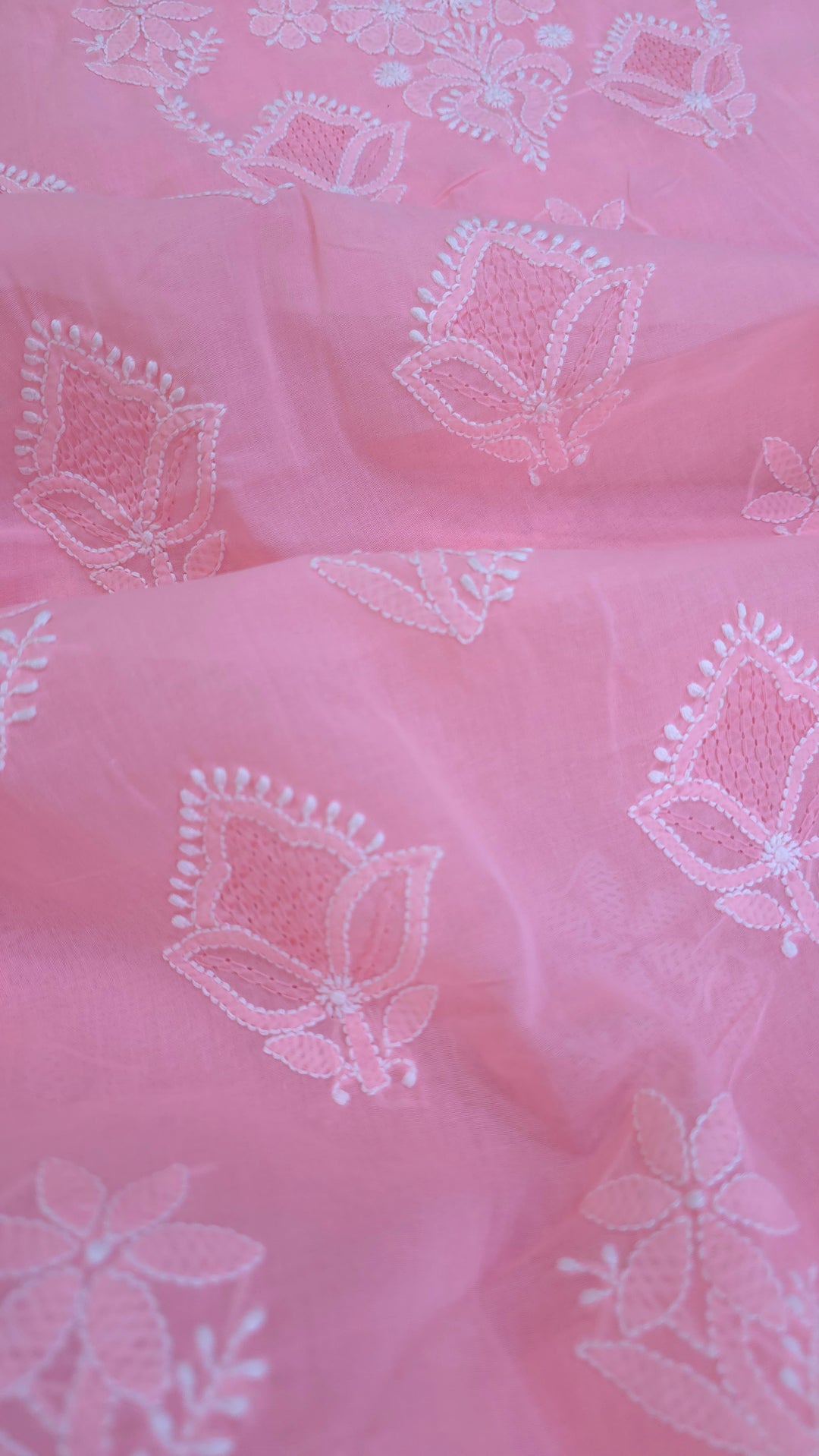 Handmade Jaali Chikankari Cotton Dress Material with Chiffon Dupatta | Authentic Lucknow Hand Embroidery | Unstitched Suit Set