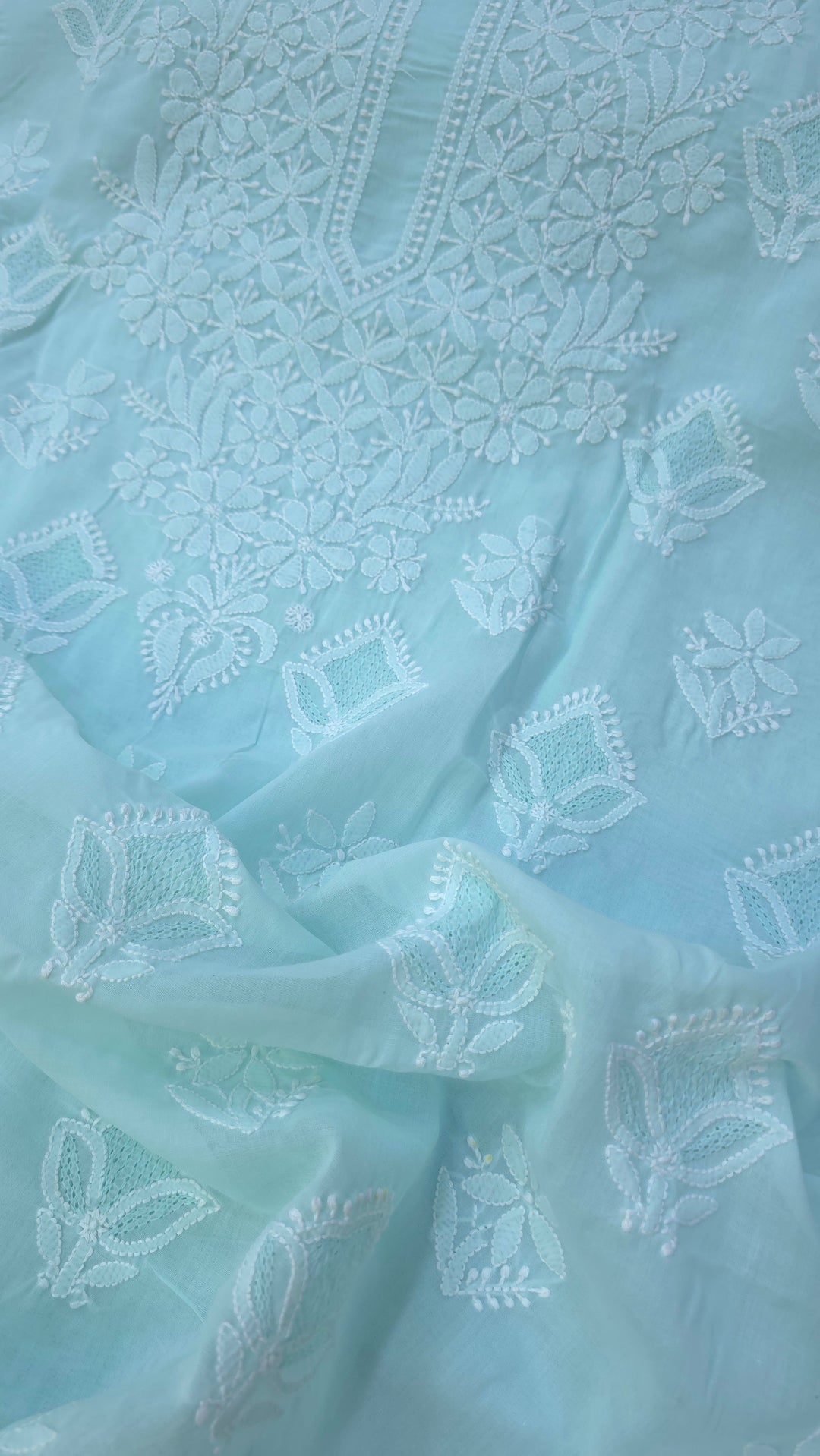 Nawazish Handmade Jaali Chikankari Cotton Dress Material with Chiffon Dupatta | Authentic Lucknow Hand Embroidery | Unstitched Suit Set