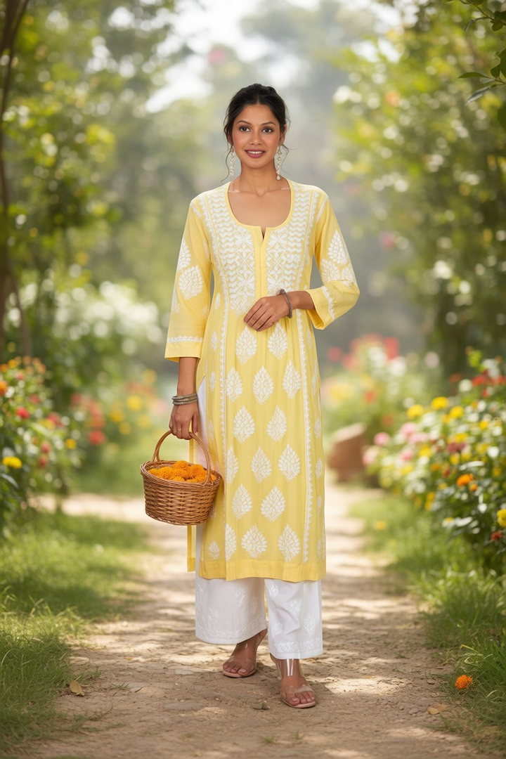 Modal Chikankari Nyra Kurti