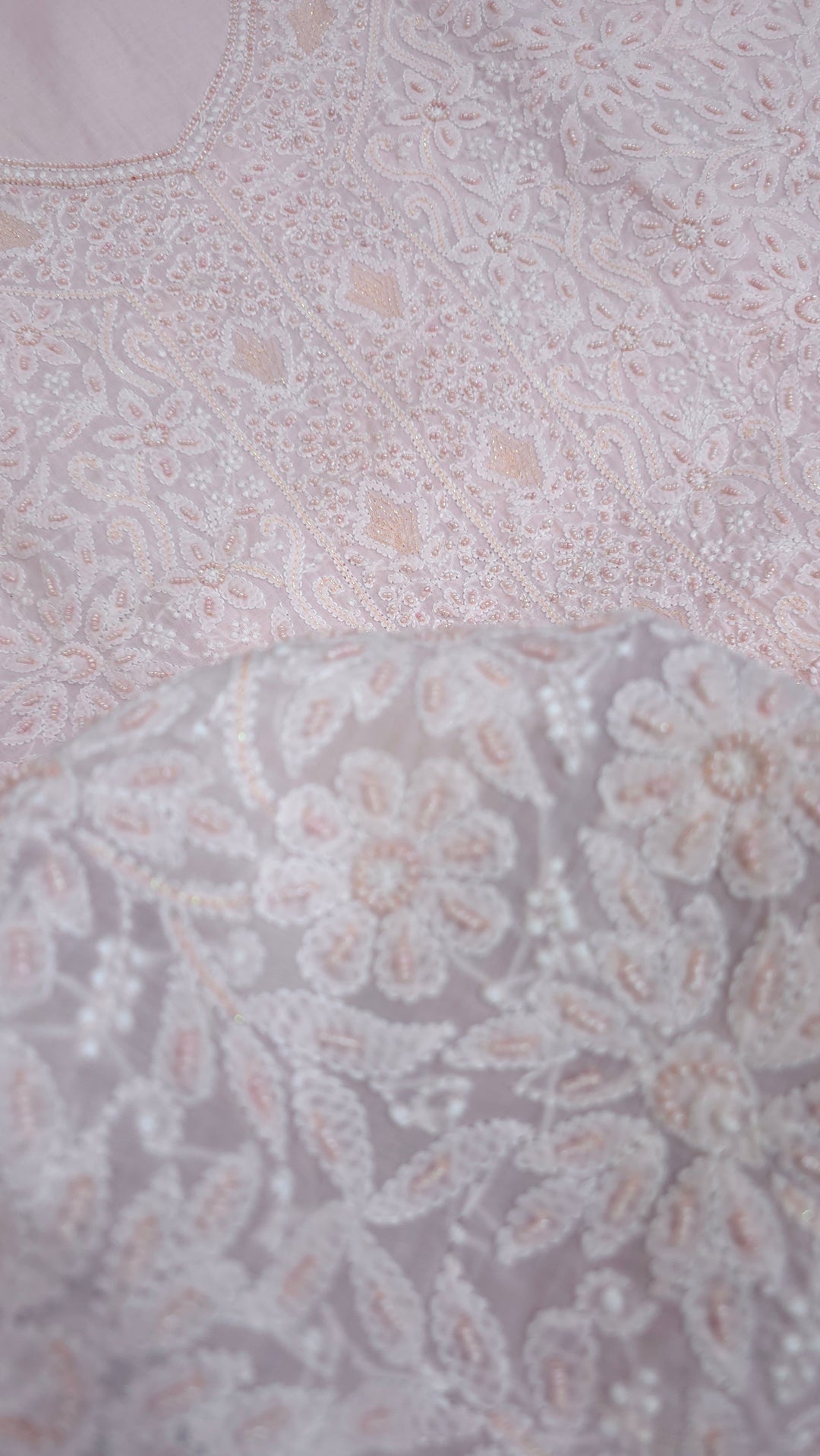 Paridhan Chikan Cotton Chikankari Unstitched Dress Material – 3 Pc Suit Set with Hand Embroidery & Pearl Work in Every Motif