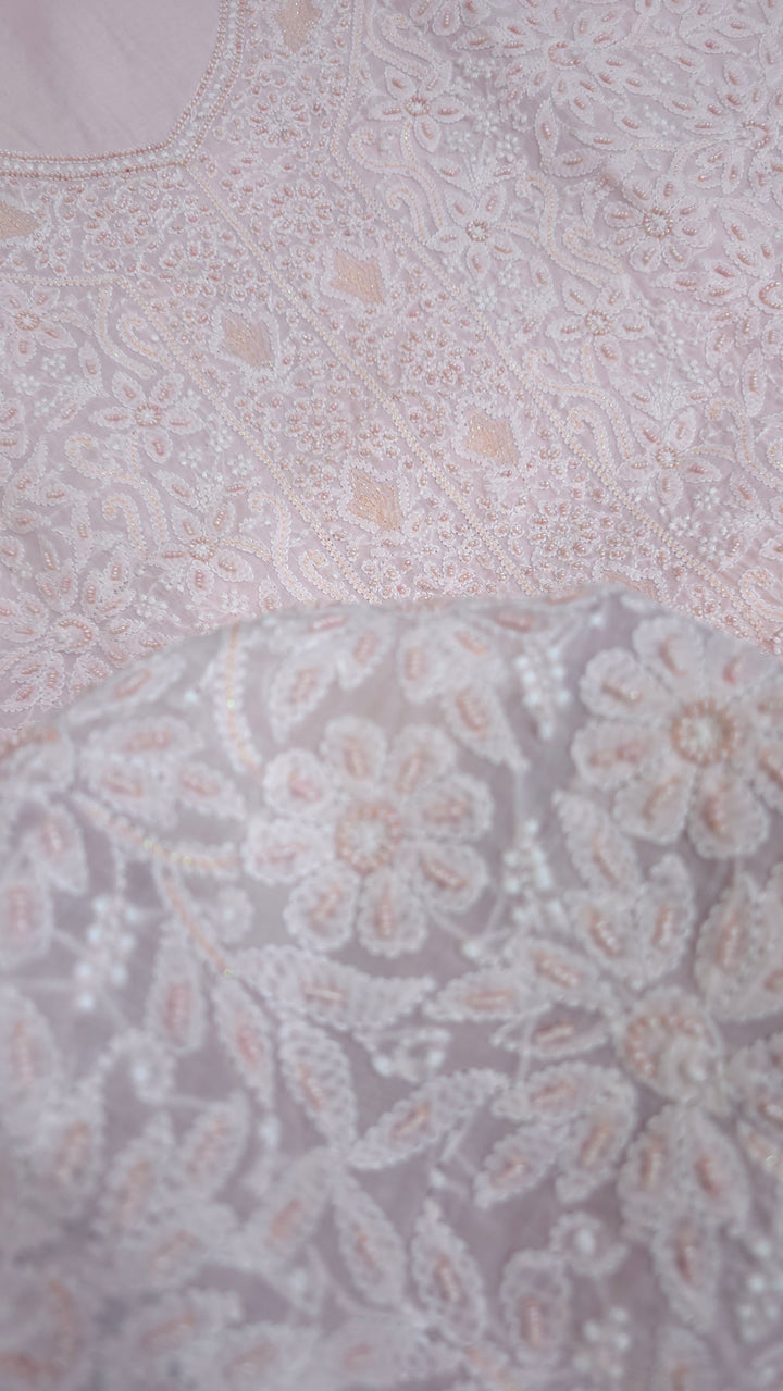 Paridhan Chikan Cotton Chikankari Unstitched Dress Material – 3 Pc Suit Set with Hand Embroidery & Pearl Work in Every Motif