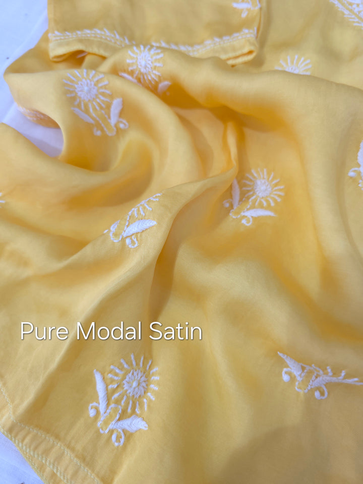 Women's Modal Satin Chikankari Top – Authentic 2 Taar Hand Embroidery