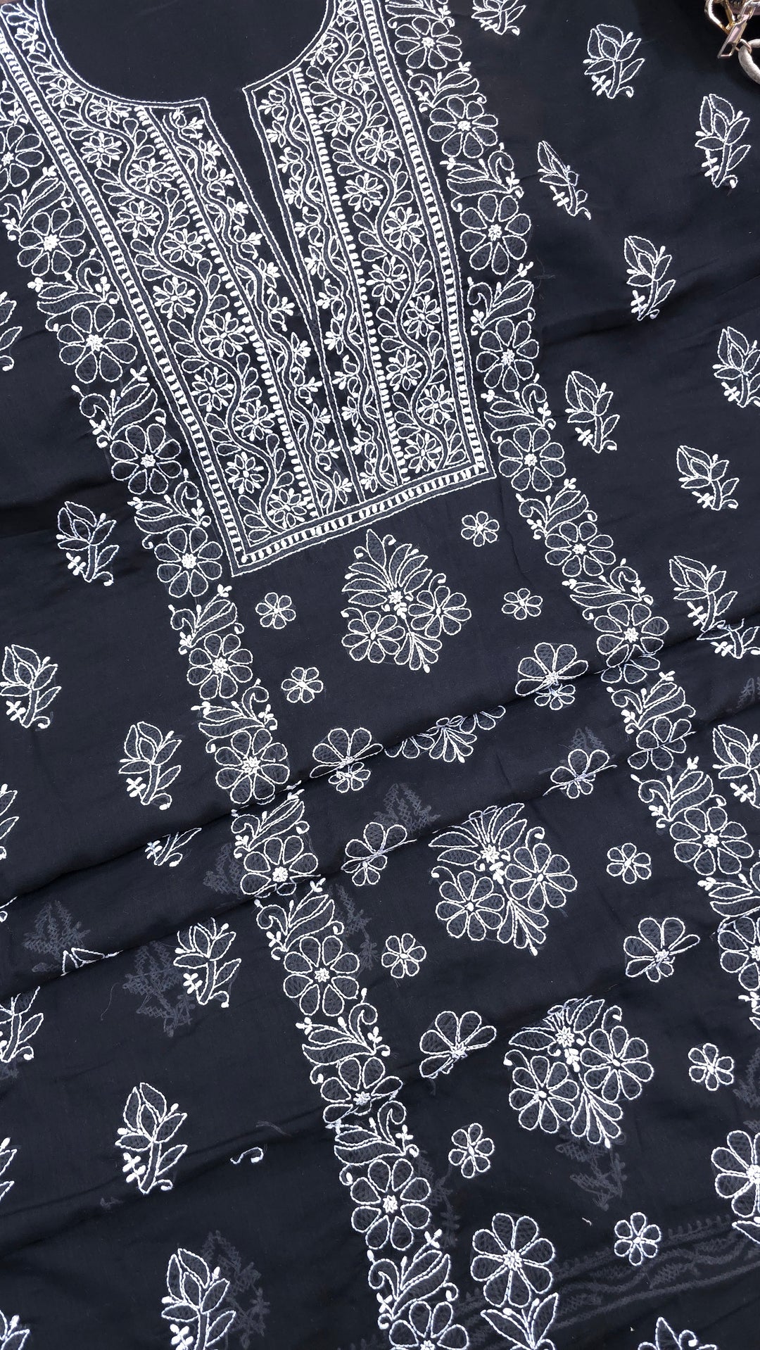 Paridhan Chikan Premium Handcrafted Chikankari Cotton Suit Set | Unstitched Dress Material with Chiffon Dupatta | Made in Lucknow