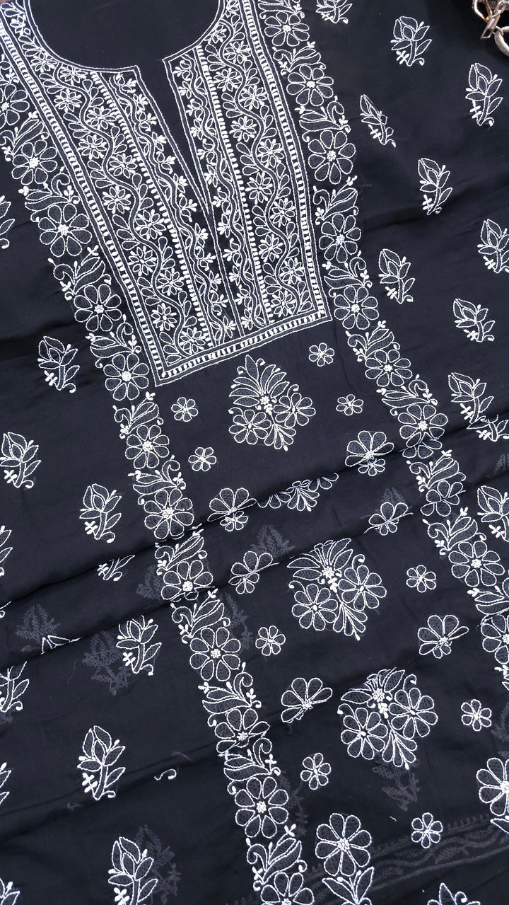 Paridhan Chikan Premium Handcrafted Chikankari Cotton Suit Set | Unstitched Dress Material with Chiffon Dupatta | Made in Lucknow