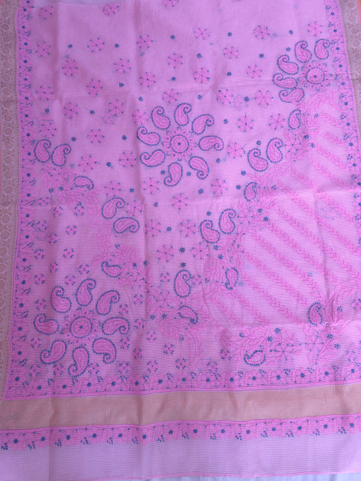 Hand Embroidered Chikankari Banarasi Silk Saree with Intricate Border & Palla Pattern – Includes  Blouse | Paridhan Chikan