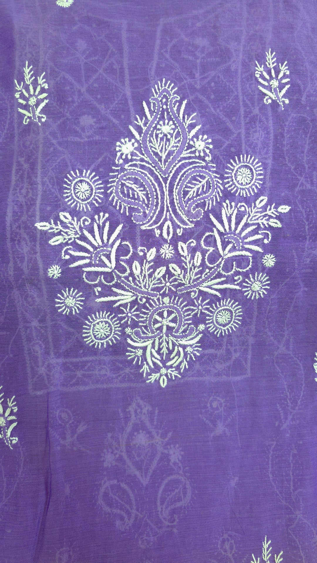 Lucknowi 2 Taar Chikankari Chanderi Kurta Dupatta Set – Handmade Festive Wear
