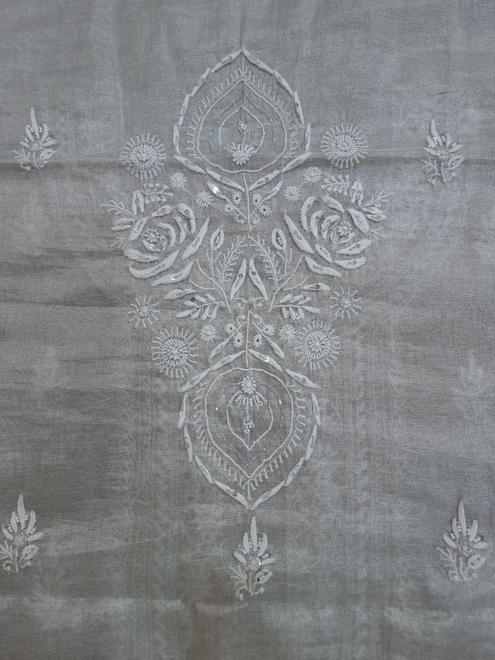 "2-Taar Hand Embroidered Chikankari Tissue Kurta & Dupatta Set – Cutdaana & Kasab Embellished | Paridhan Chikan"