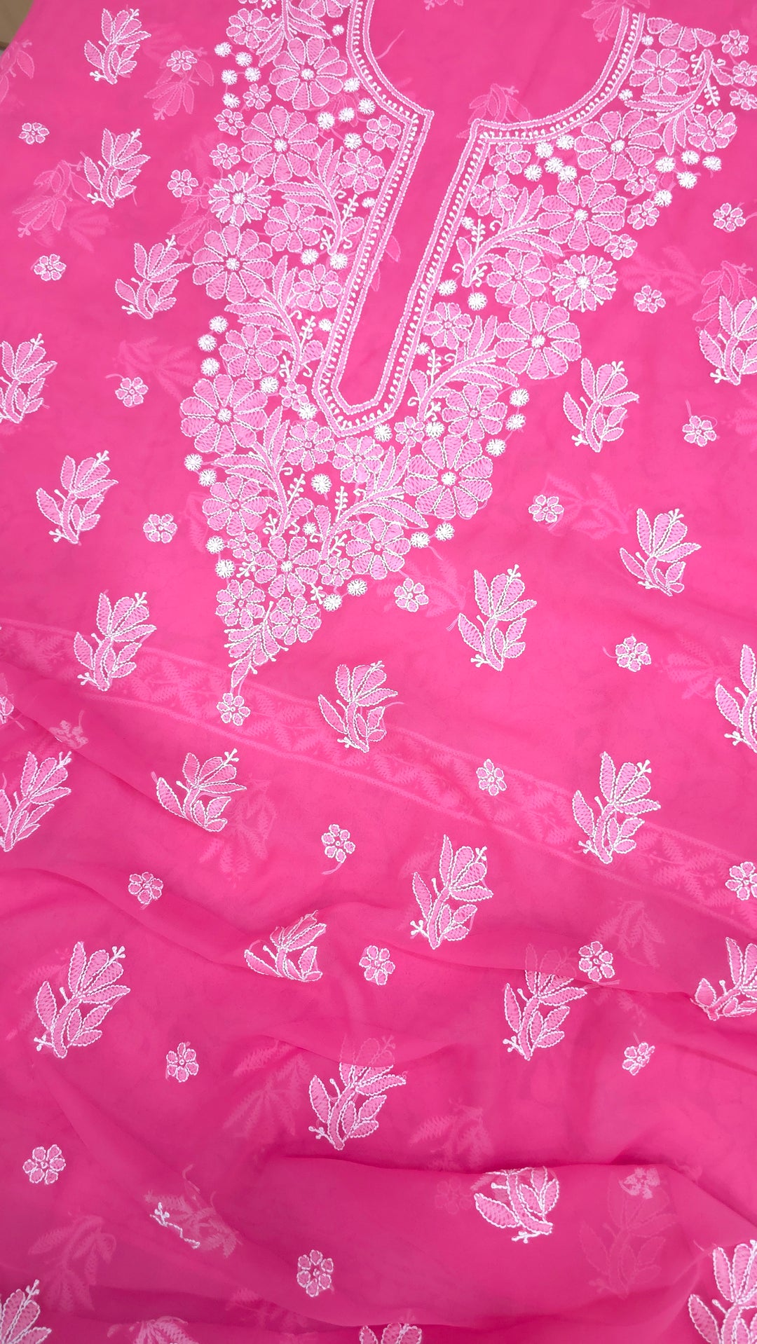 Lucknowi Georgette Chikankari Dress Material – Hand Embroidery Kurta, Bottom & Dupatta | Festive Queen Shades