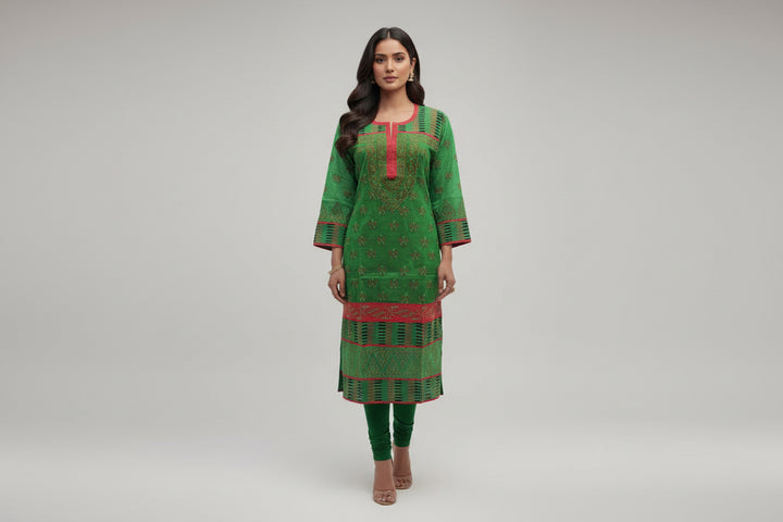 Pure Cotton Chikankari Hand Embroidered Long Kurti for Women | Lucknowi Handwork | Soft, Breathable & All-Season Wear