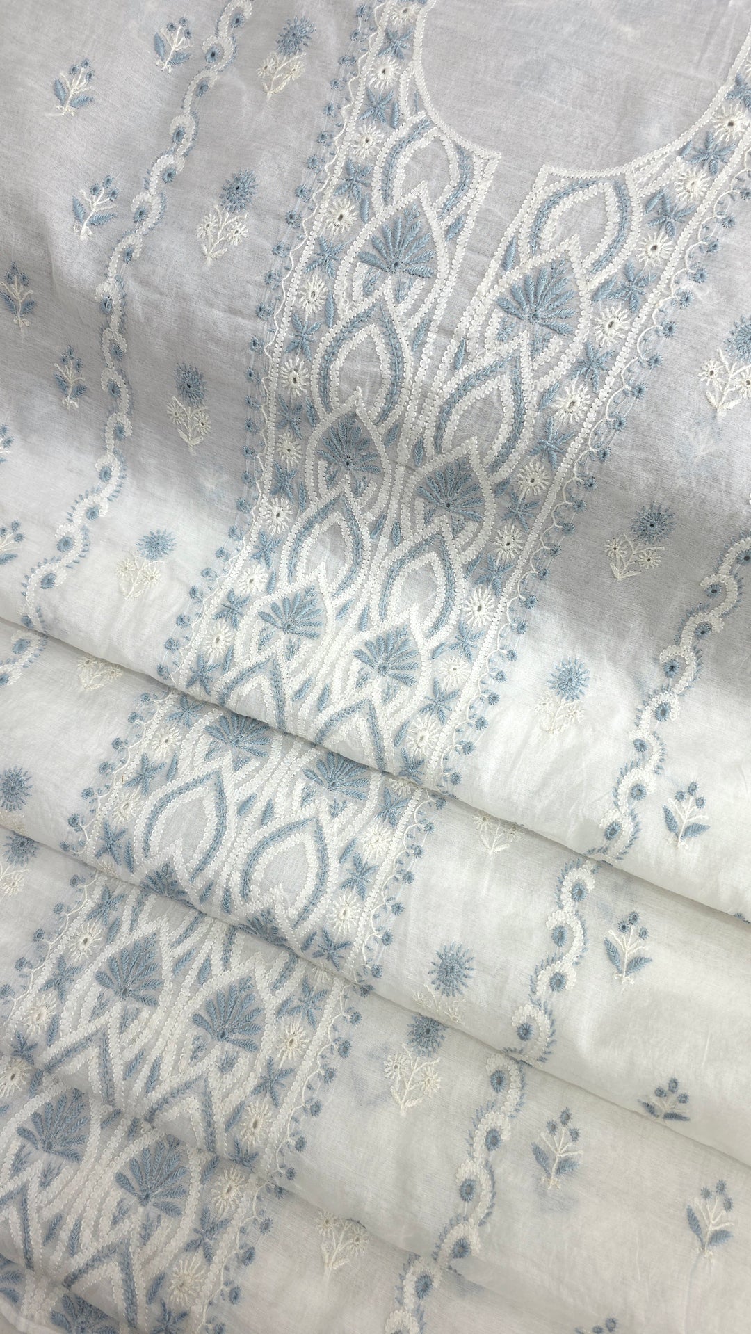 Pure Mul Chanderi 2 Taar Hand Embroidered Chikankari Unstitched Kurta (3 M) with Dupatta (2.5 M) – Lucknowi Festive Collection