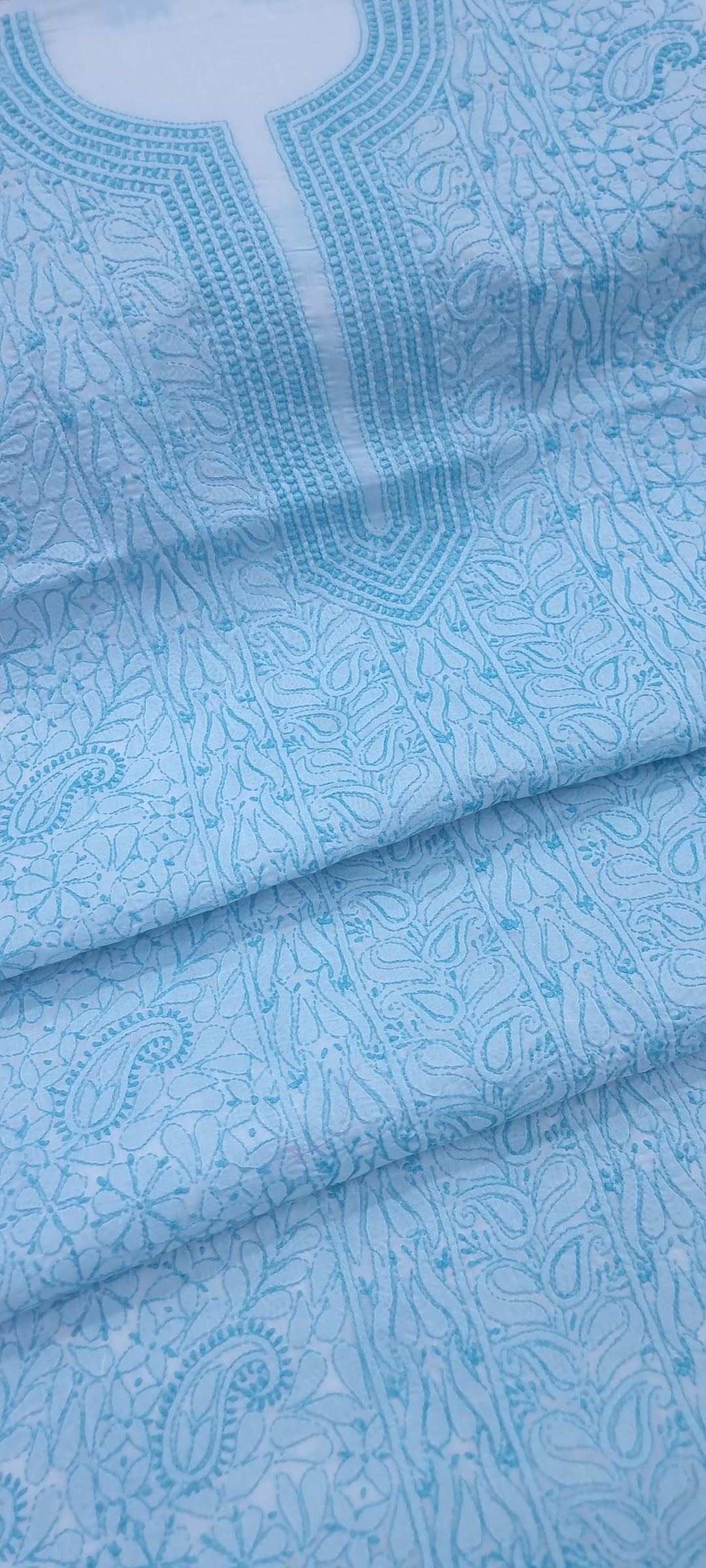 Cotton Chikankari Hand Embroidered Unstitched Kurta Fabric – 3 Meter