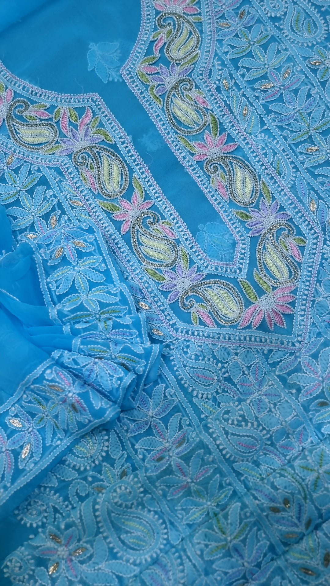 Georgette Chikankari Dress Material Resham Aari Work