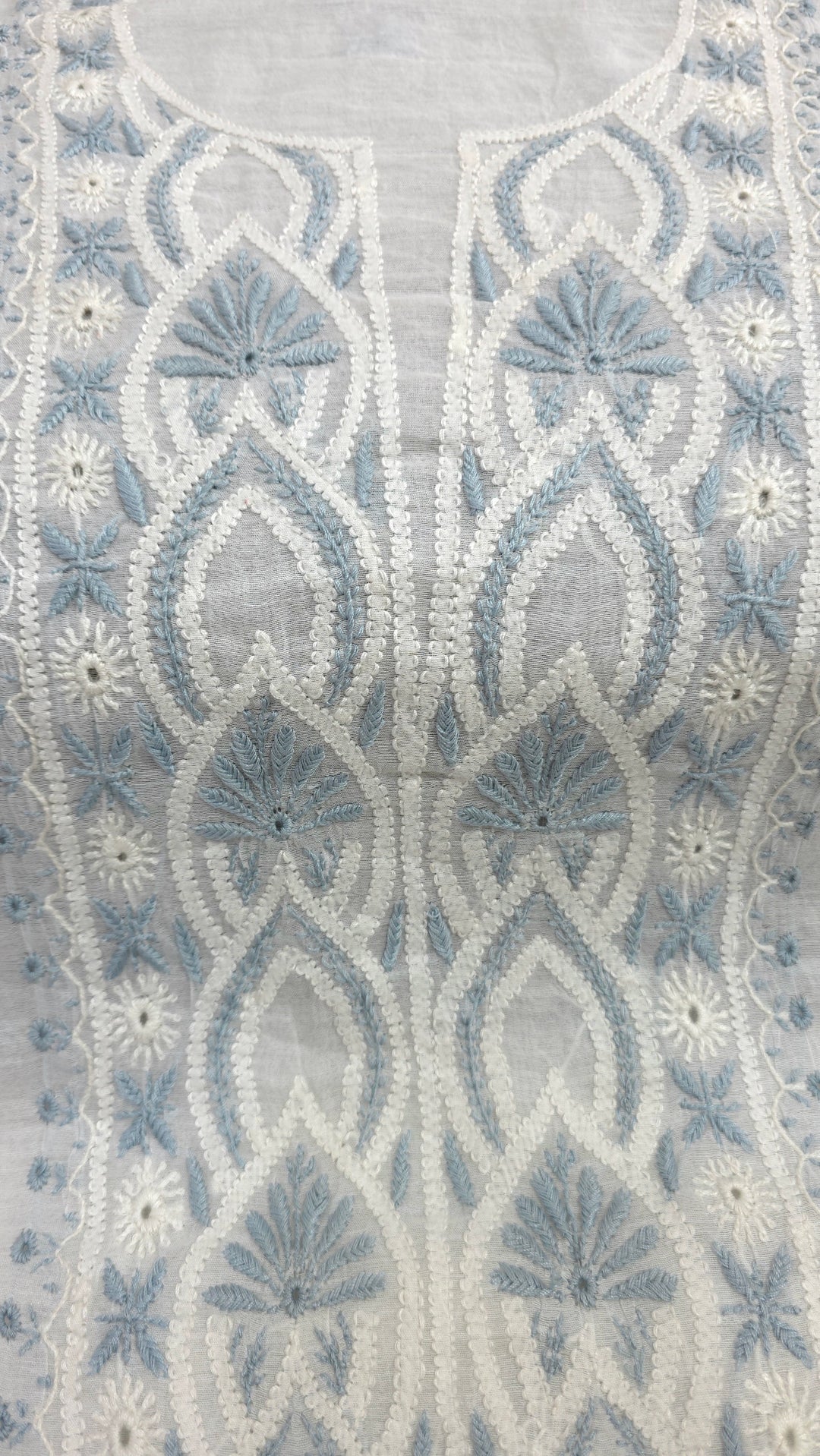 Pure Mul Chanderi 2 Taar Hand Embroidered Chikankari Unstitched Kurta (3 M) with Dupatta (2.5 M) – Lucknowi Festive Collection