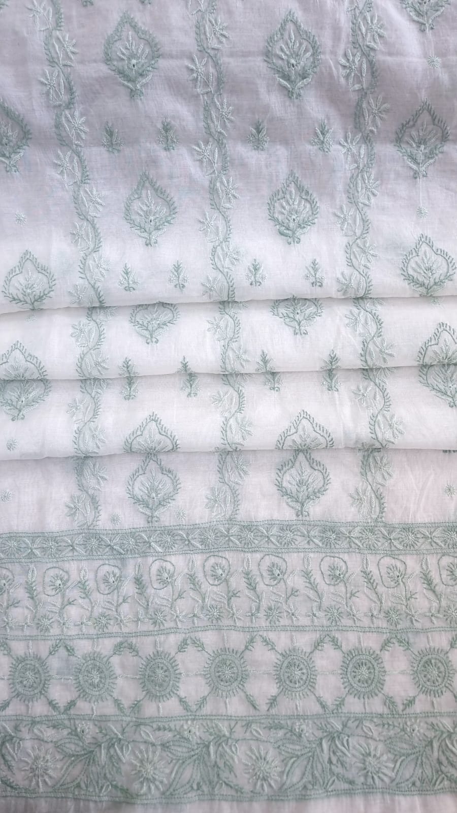 Pure Mul Chanderi 2 Taar Hand Embroidered Chikankari Unstitched Kurta (3 M) with Dupatta (2.5 M) – Lucknowi Festive Collection