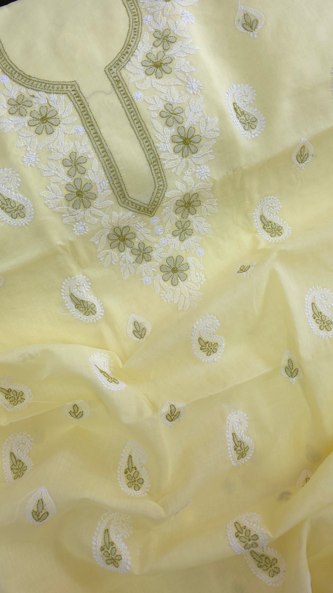 Paridhan Chikan Premium Cool Cotton Chikankari Dress Material Set with Hand Embroidered Kurta, Bottom & Chiffon Dupatta with Handmade Crochet Border