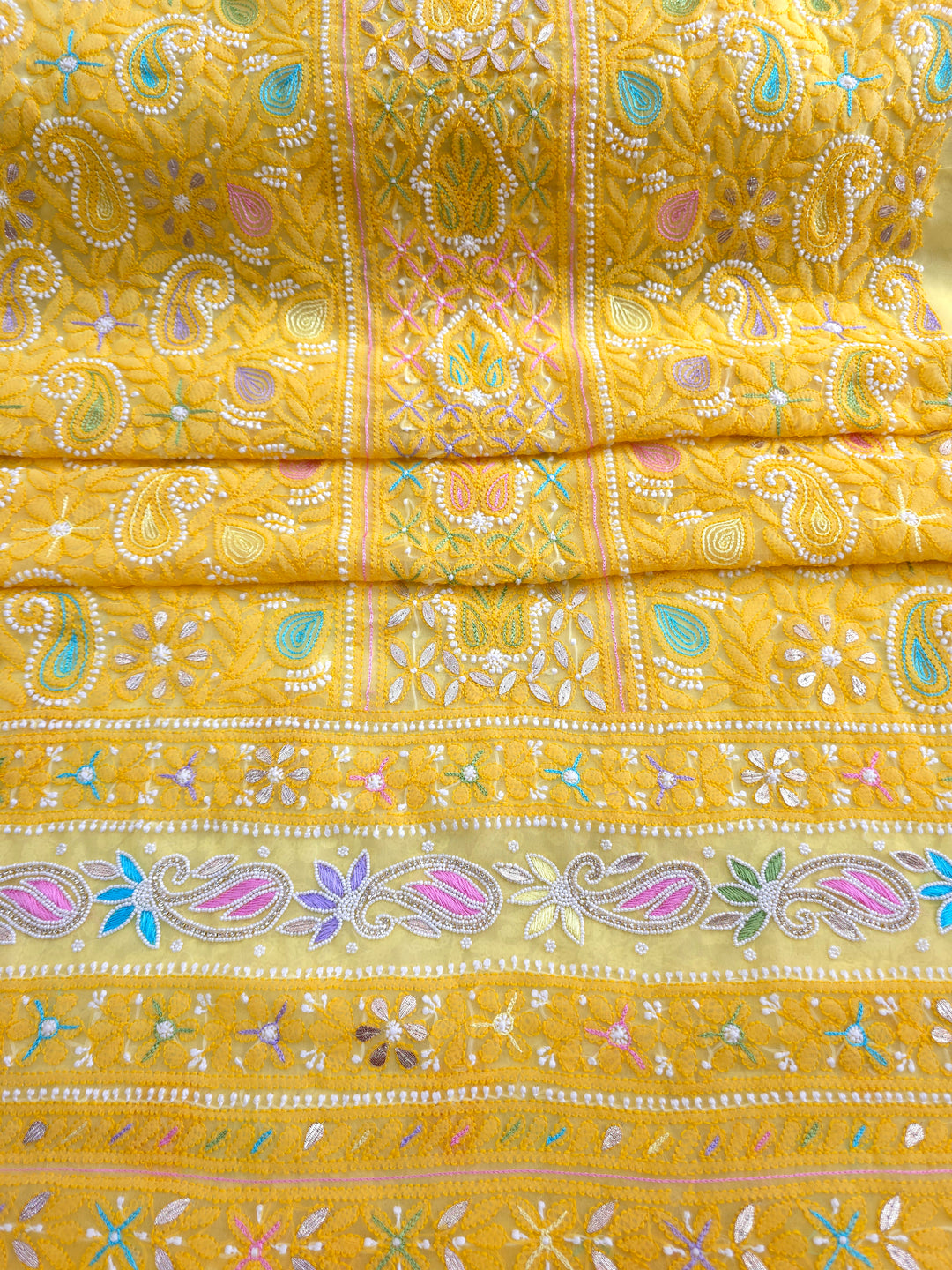 Fida Georgette Chikankari Dress Material Resham Aari pearl Work
