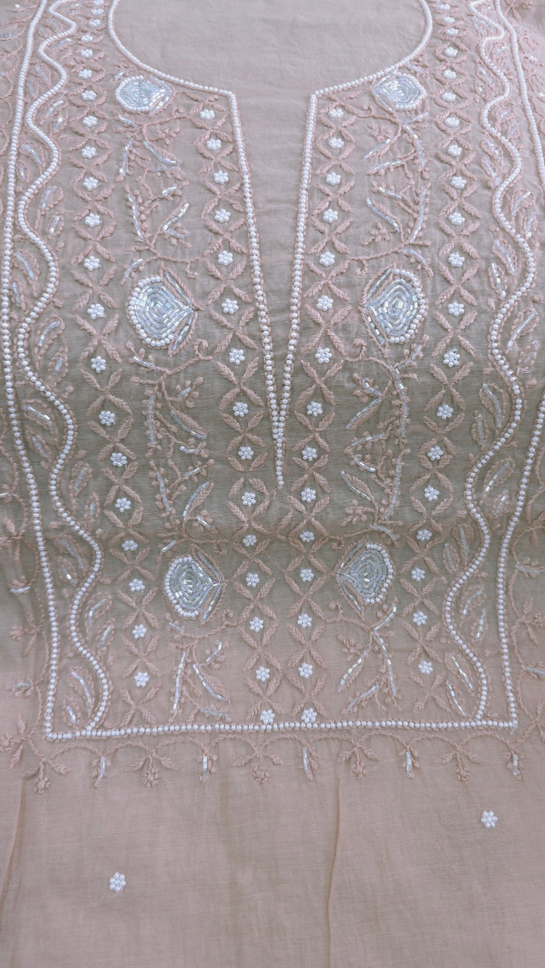 Premium Mul Chanderi Supersoft Dyeable Chikankari Dress Material | Hand Embroidered with Pearls & Cutdaana | Kurta & Dupatta Set