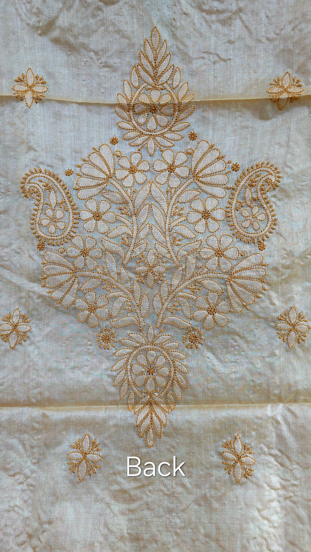 Pure Paper Silk Chikankari Fabric | Full Jaal Hand Embroidery Kurta Fabric for Women