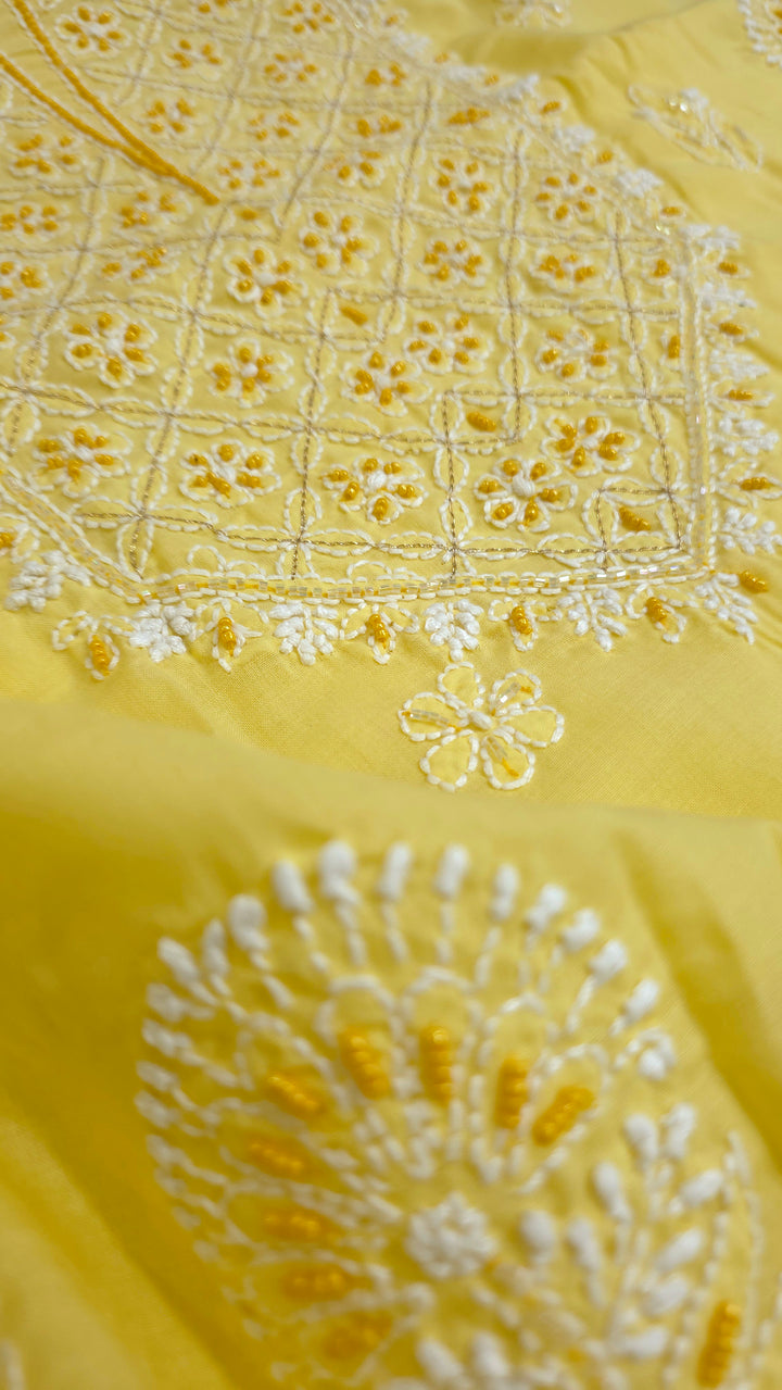 Pearl Chikankari Cotton Dress Material | Paridhan Chikan
