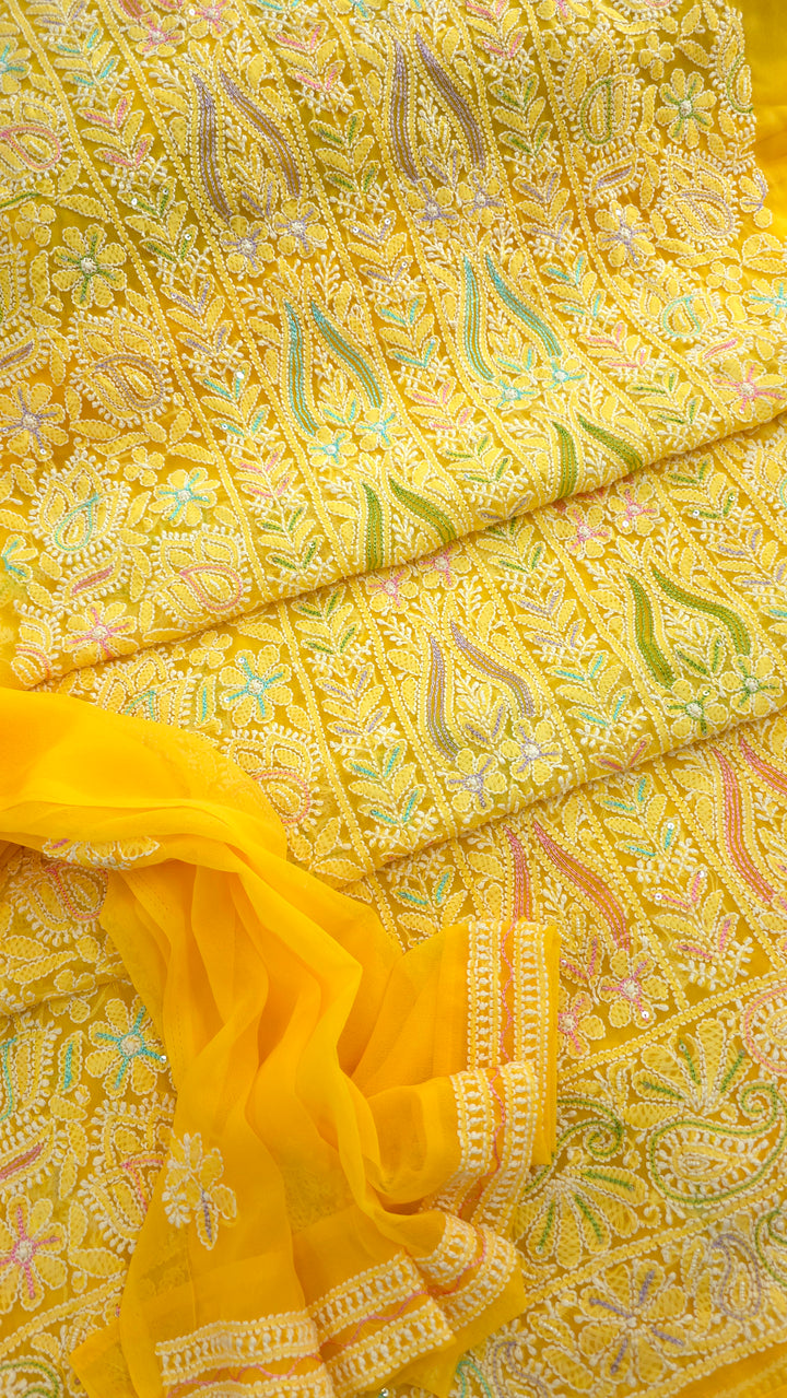 Georgette Chikankari Dress Material Resham Aari pearl Work