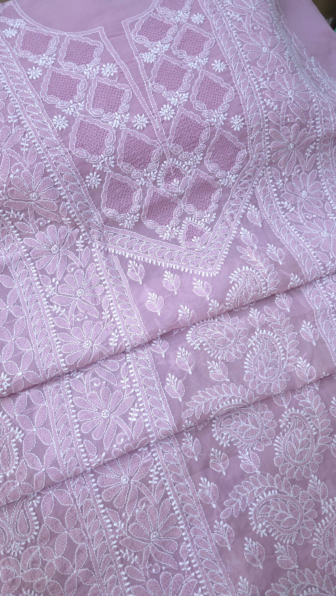 Sarahna Lucknow Hand Jaali Chikankari Cotton Dress Material