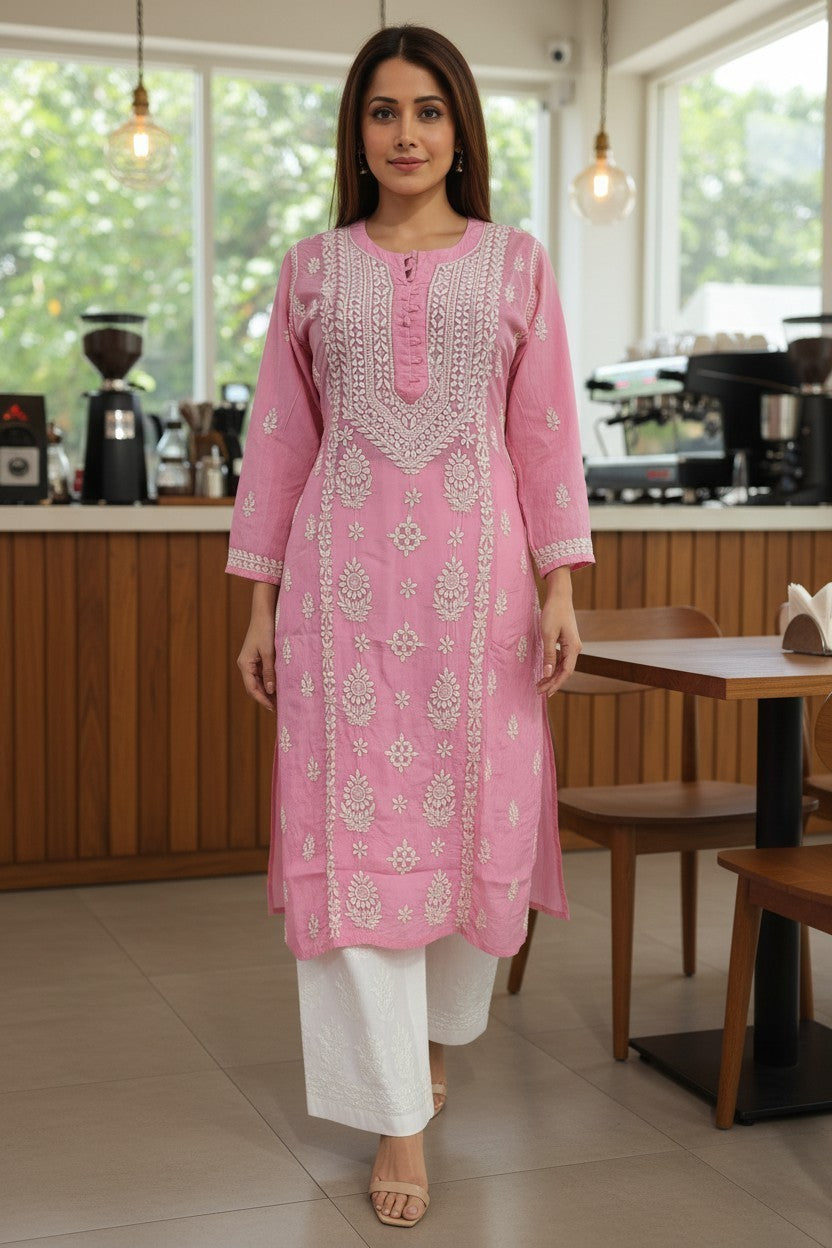 Pure Muslin Chikankari Kurti