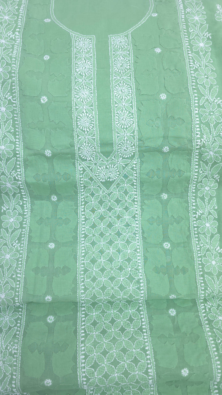 Darz Lucknowi Chikankari  Dress Material – Handmade Cotton Suit with Chiffon Dupatta