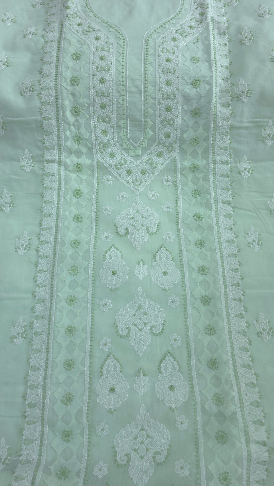 Darz Lucknowi Chikankari  Dress Material – Handmade Cotton Suit with Chiffon Dupatta