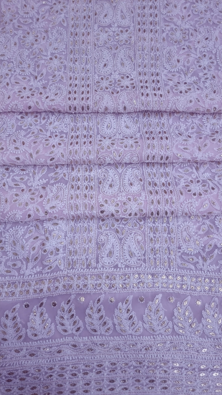 Baby Pink Georgette Chikankari gotta Patti Dress Material