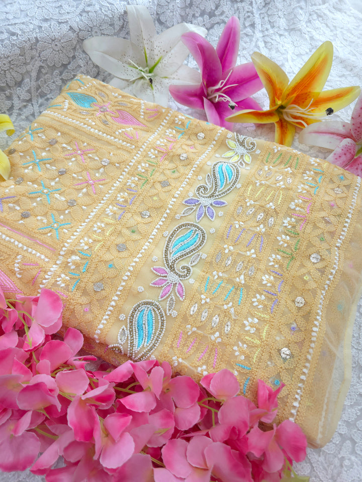 Fida Georgette Chikankari Dress Material Resham Aari pearl Work