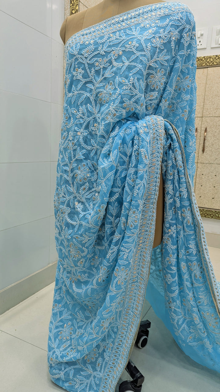 Georgette Chikankari Saree
