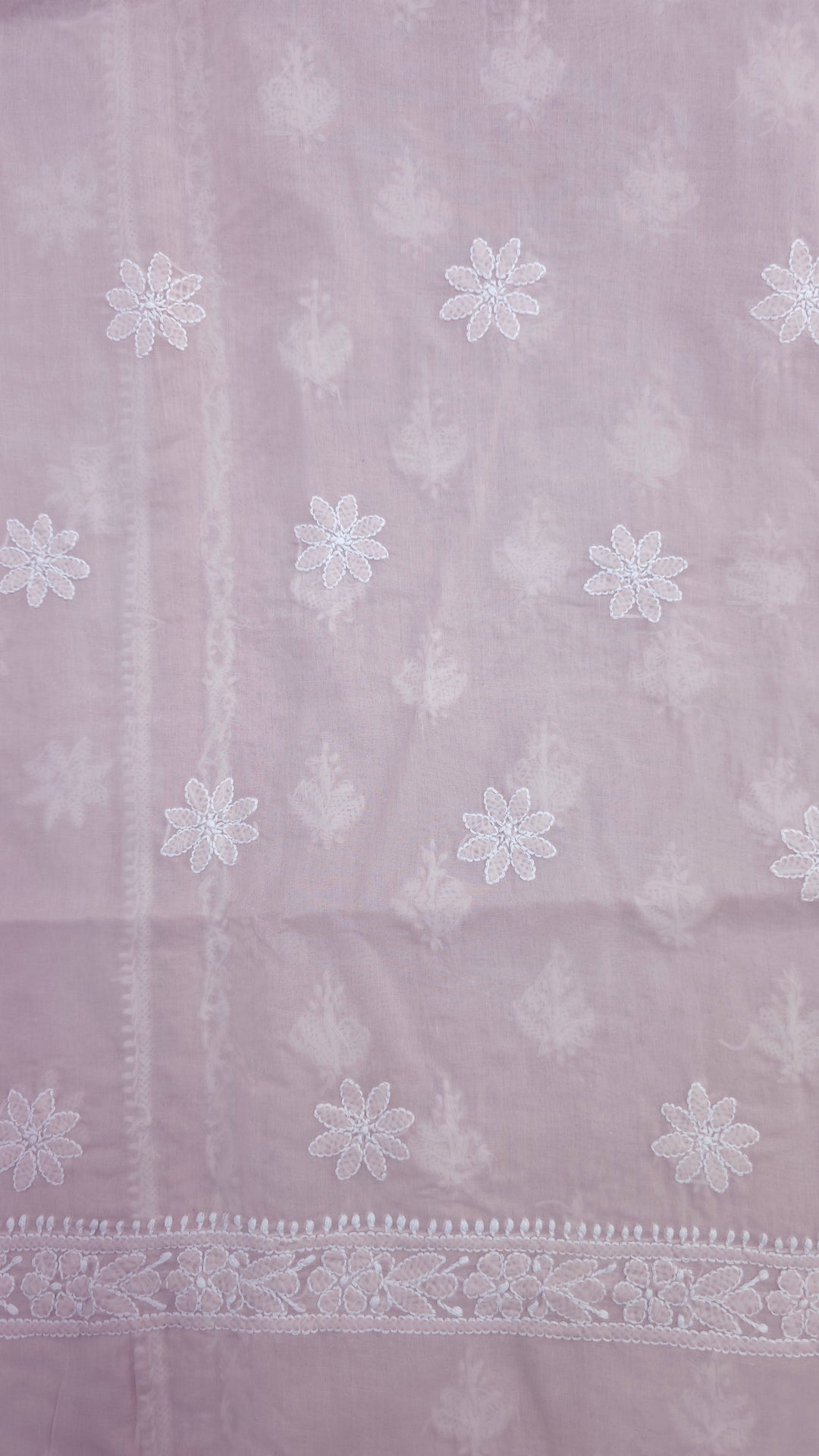 Darz Lucknowi Chikankari  Dress Material – Handmade Cotton Suit with Chiffon Dupatta