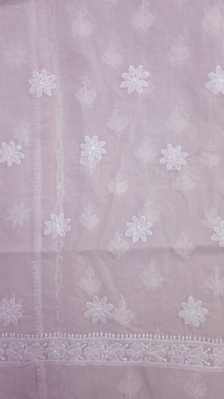 Darz Lucknowi Chikankari  Dress Material – Handmade Cotton Suit with Chiffon Dupatta