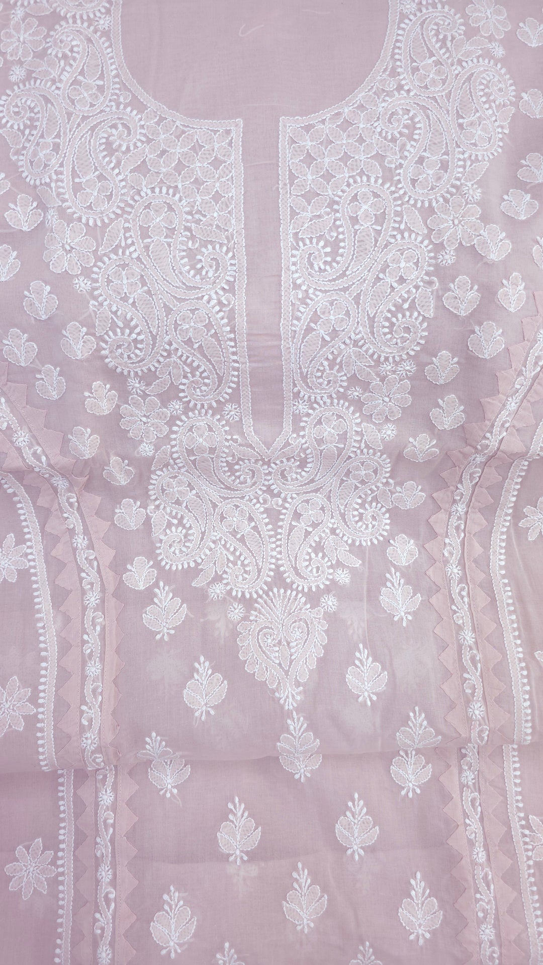Darz Lucknowi Chikankari  Dress Material – Handmade Cotton Suit with Chiffon Dupatta