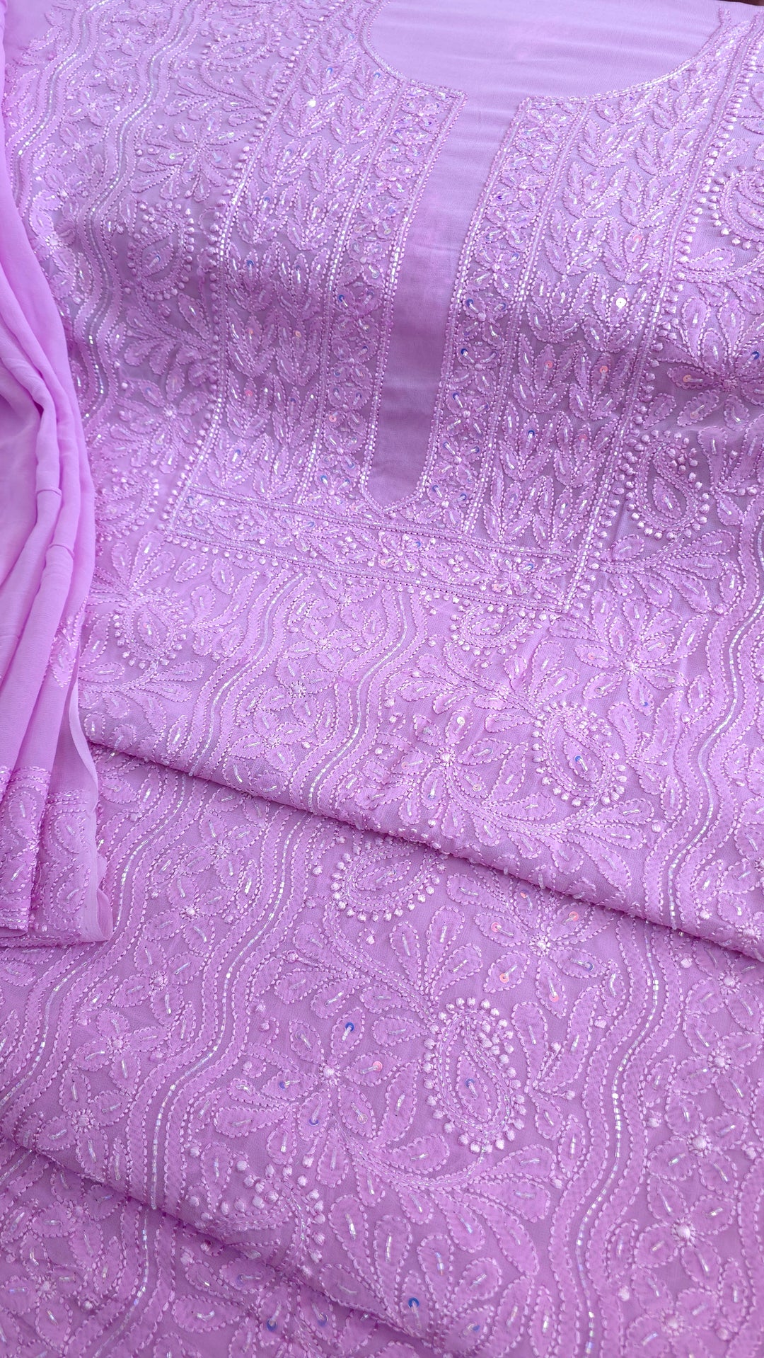 Pure Georgette Viscose Chikankari Dress Material | Paridhan