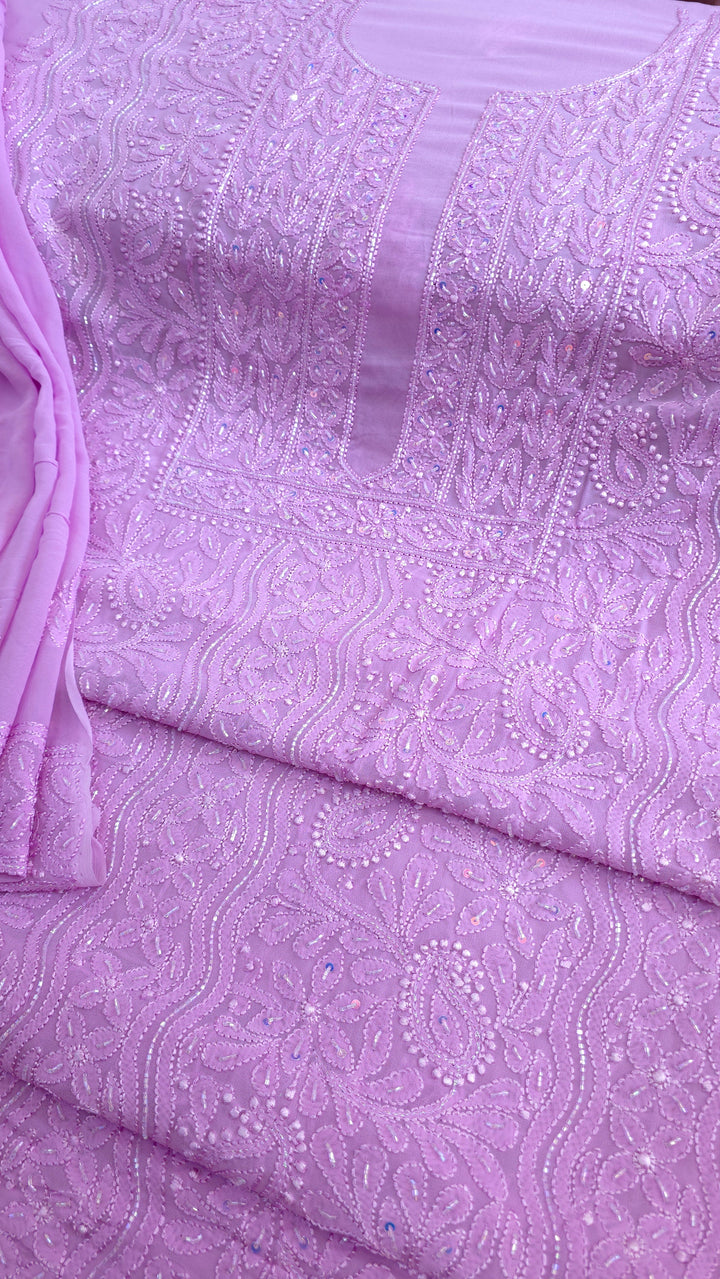 Pure Georgette Viscose Chikankari Dress Material | Paridhan