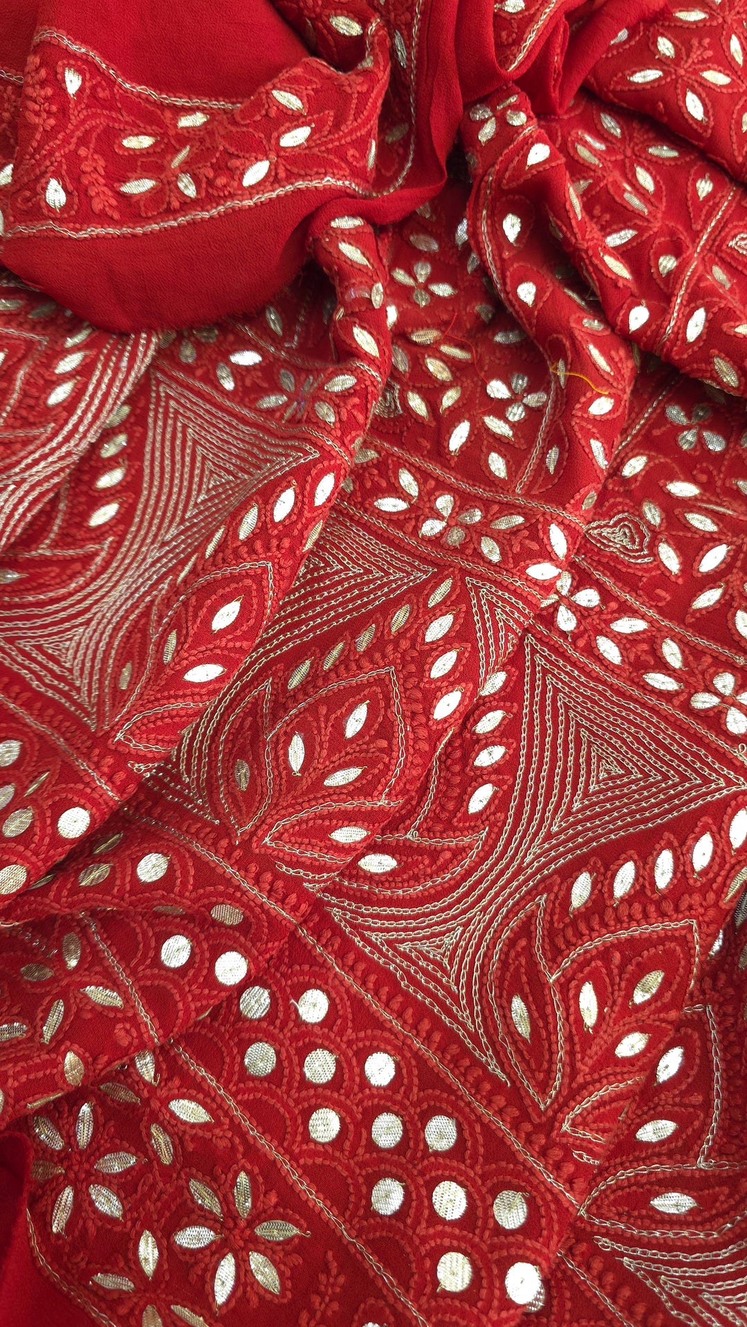 Pure Georgette Viscose Chikankari Dress Material with Gotta Patti & Resham Badla Hand Embroidery