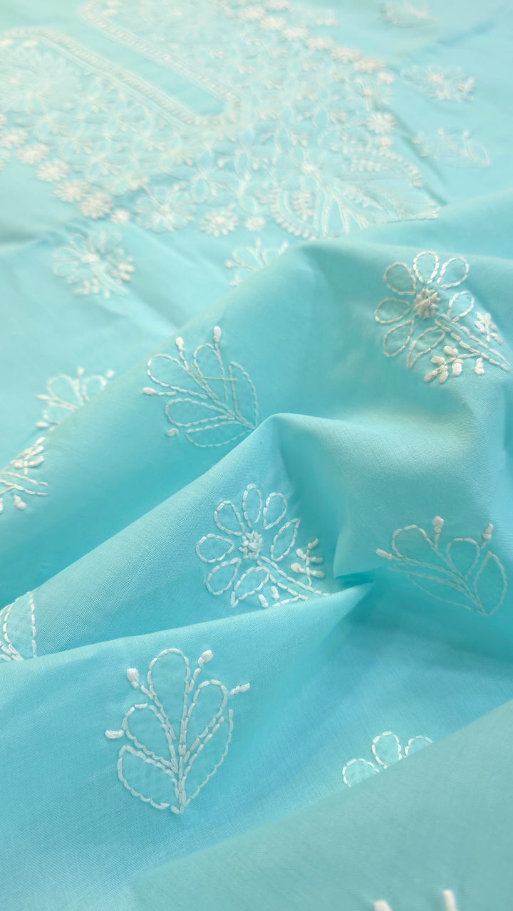Paridhan Chikan Premium Handcrafted Chikankari Cotton Suit Set | Unstitched Dress Material with Chiffon Dupatta | Made in Lucknow