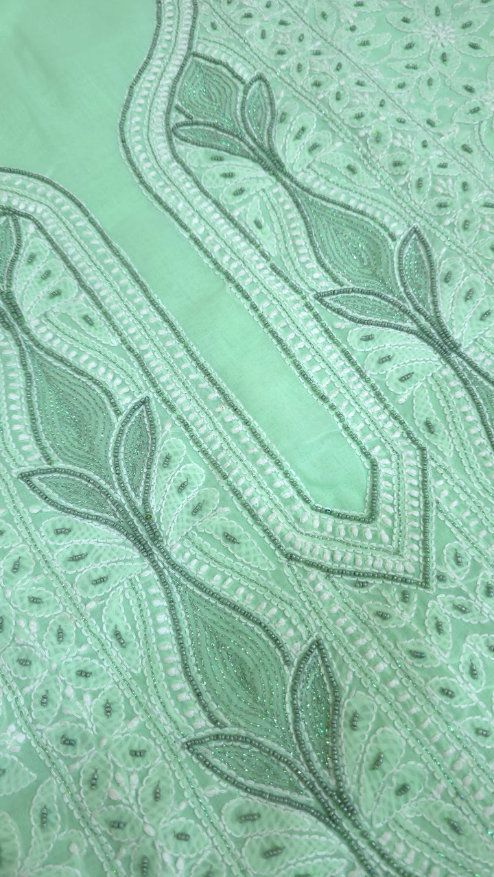 Paridhan Chikan Cotton Chikankari Unstitched Dress Material – 3 Pc Suit Set with Hand Embroidery & Pearl Work in Every Motif