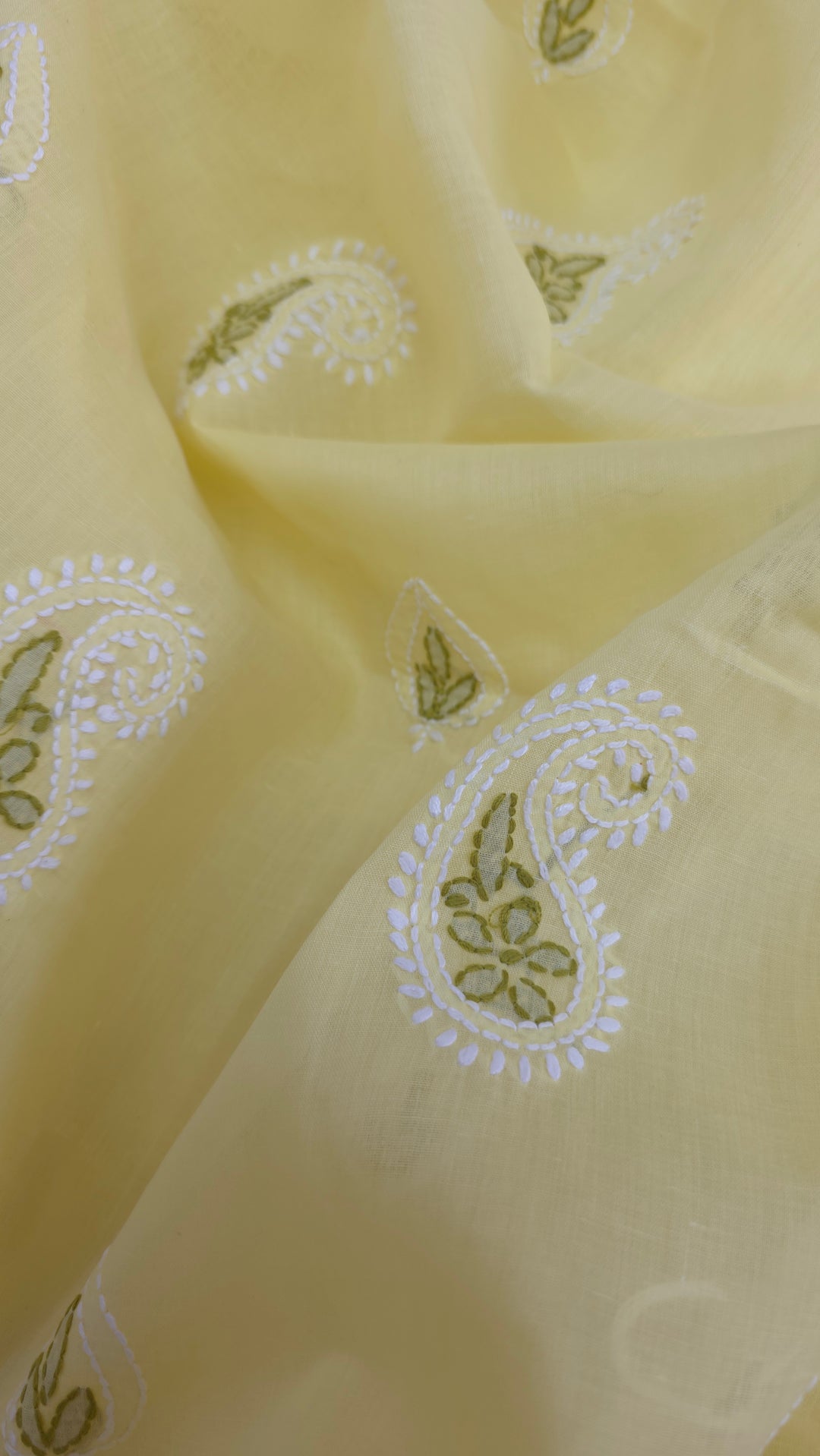 Paridhan Chikan Premium Cool Cotton Chikankari Dress Material Set with Hand Embroidered Kurta, Bottom & Chiffon Dupatta with Handmade Crochet Border