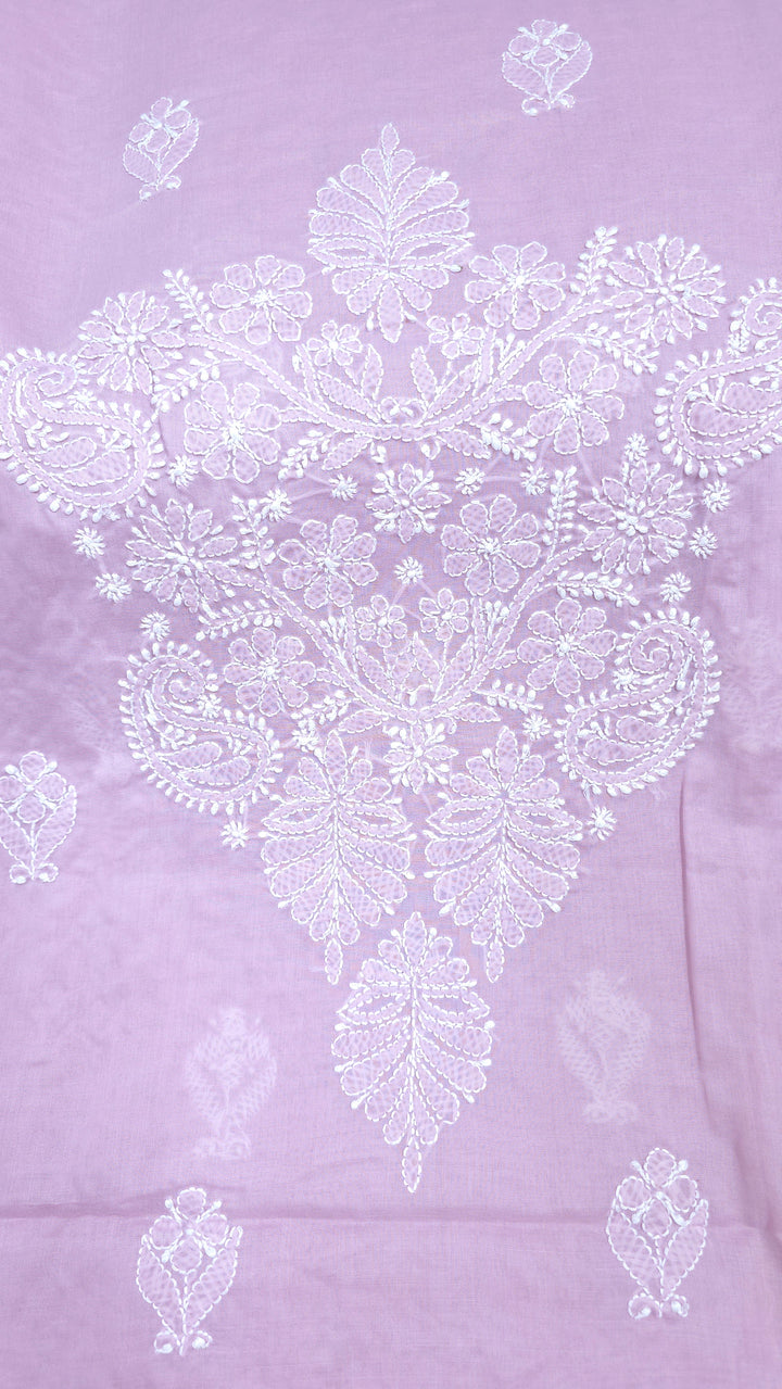 " Lucknowi Chikankari Unstitched Cotton Suit Set – Kurta, Bottom & Dupatta by Paridhan Chikan"