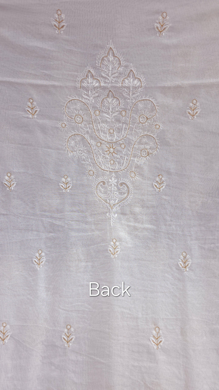 Pure Maheshwari Dyeable Chikankari Kurta Dupatta Set | Hand Embroidered 2 Taar Kurta with Kasab, Pearl & Cutdaana Work