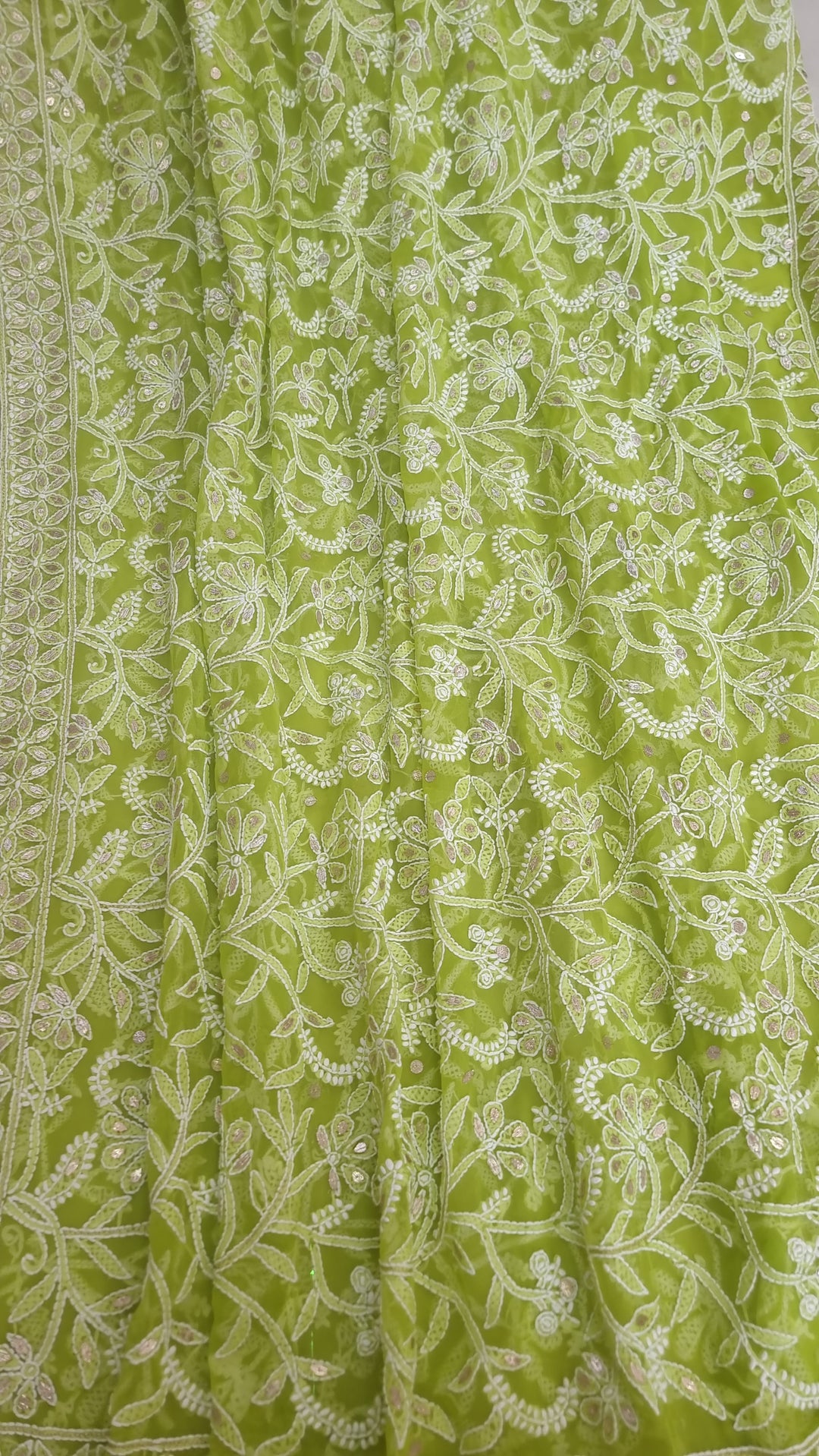 Georgette Chikankari Saree - green
