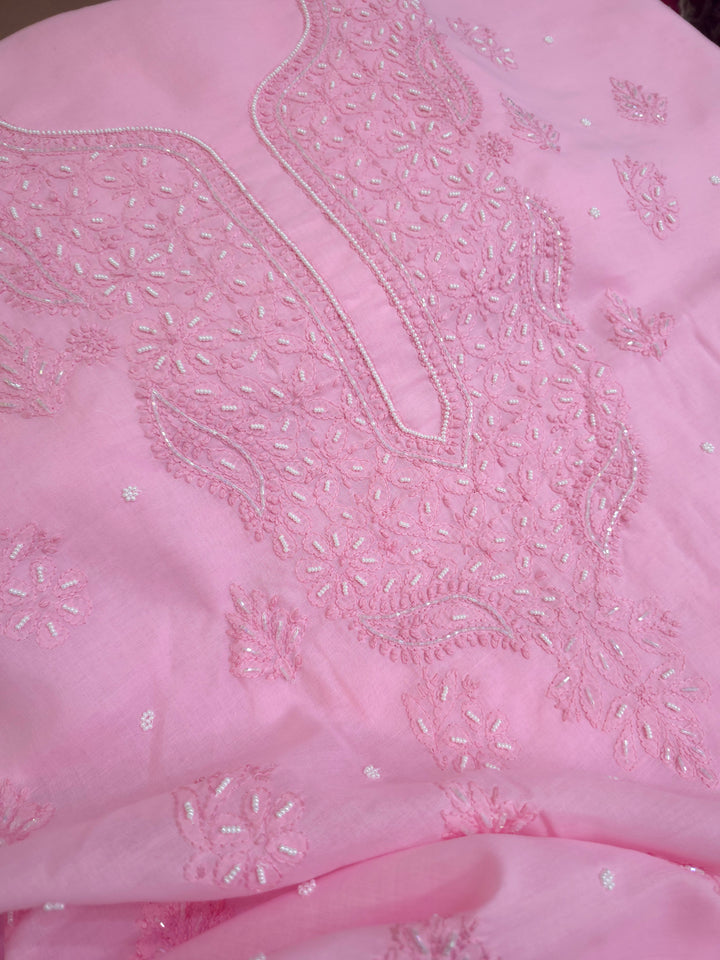 Pearl Chikankari Cotton Dress Material | Paridhan Chikan