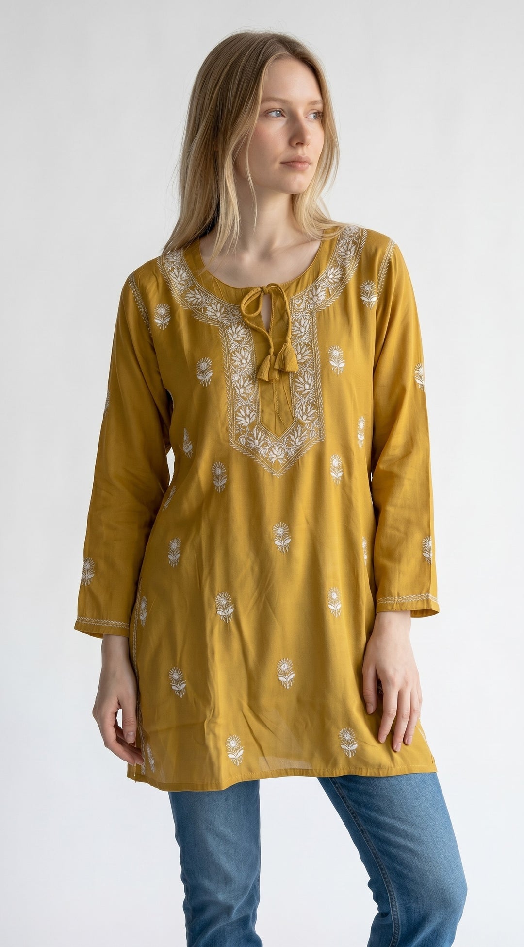 Women's Modal Satin Chikankari Top – Authentic 2 Taar Hand Embroidery